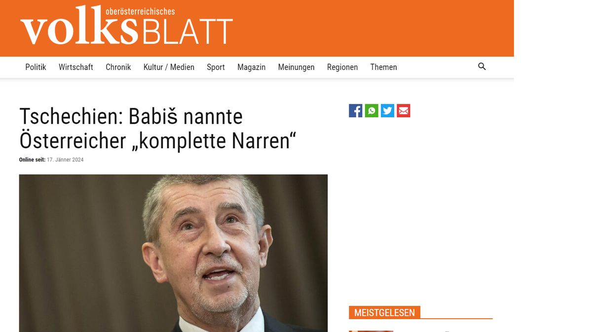Ostuda. Rakouská média si všímají Babišovy urážky